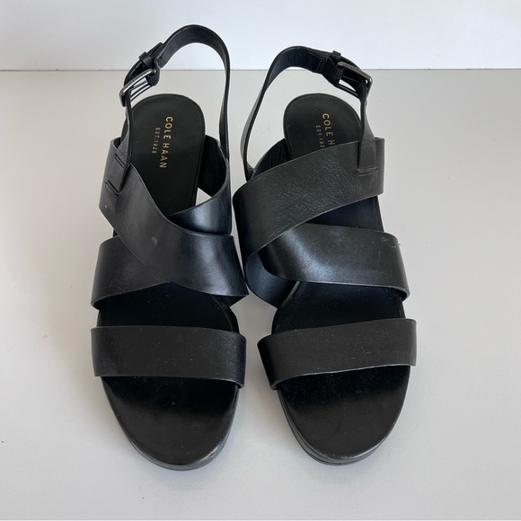 Cole Haan Women’s Penelope Black Leather Wedges 8.5B - Picture 4 of 14